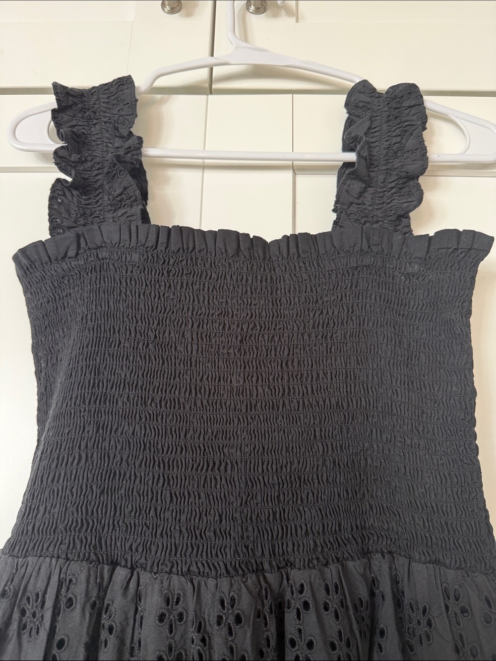 Quince Black Smocked Eyelet Tiered Maxi Dress - Picture 2 of 5